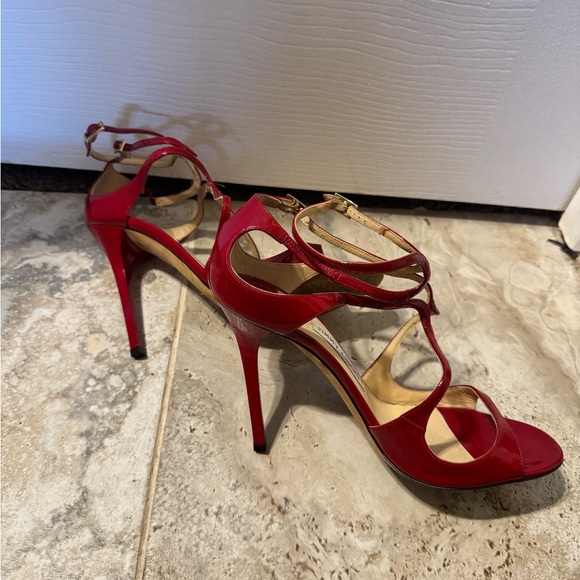 Jimmy Choo Red Strappy Heels - Picture 2 of 5